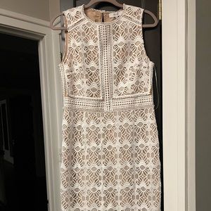 Nude / White Lace Fitted Dress - perfect for bridal!